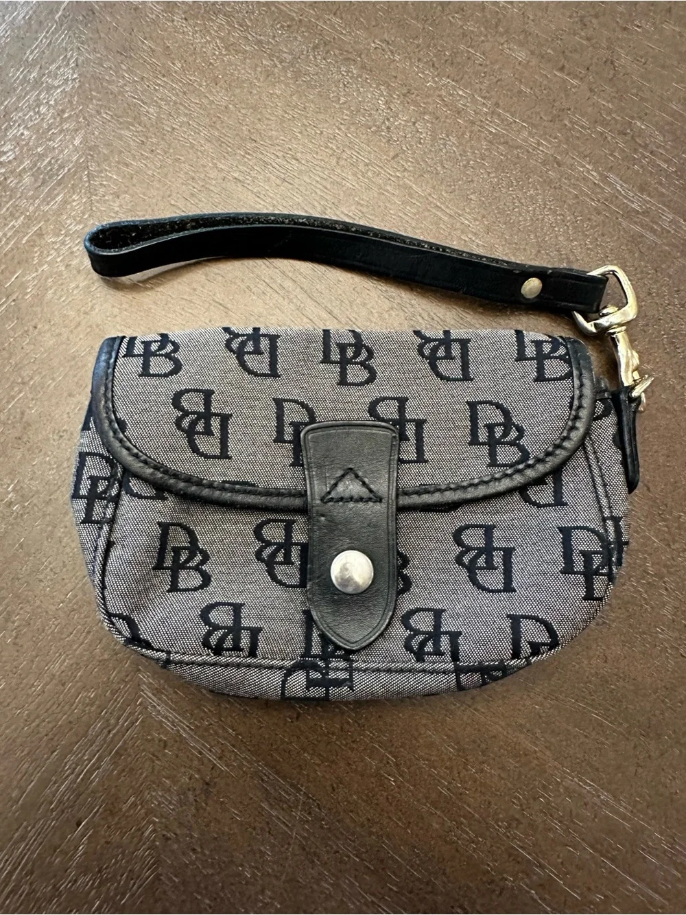 Dooney & Bourke Gray and Black Monogram Wristlet